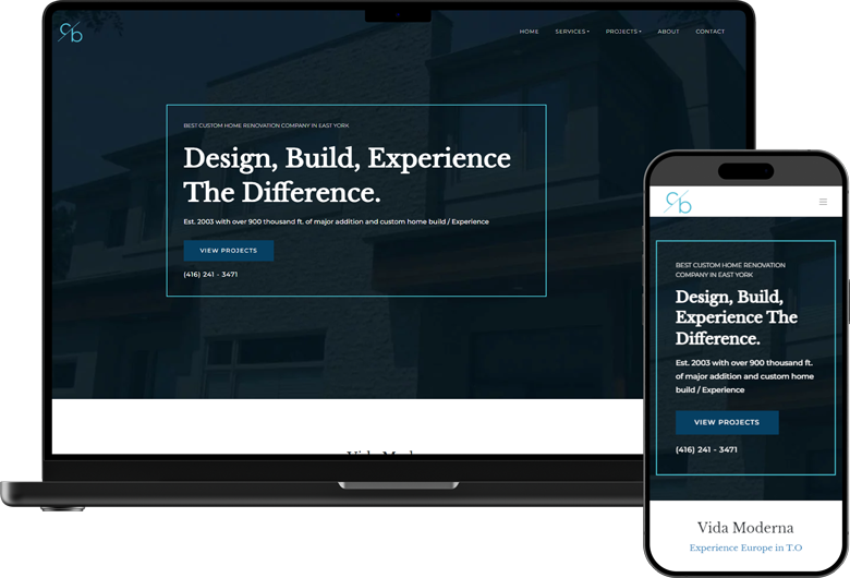 Niagara web design project: the Cass-A-Bella Construction custom builder website