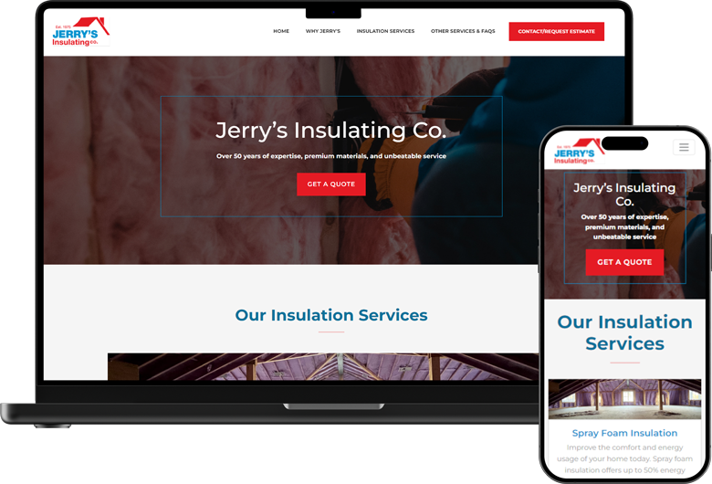 Jerry's Insulating website by Infused Agency for an insulation contractor in the Niagara region