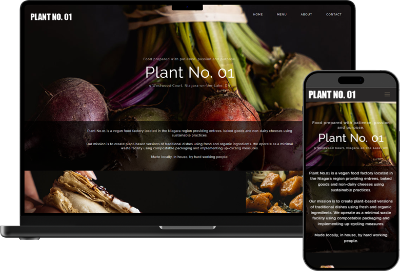 Niagara web design project: the Plant No.01 vegan food factory website
