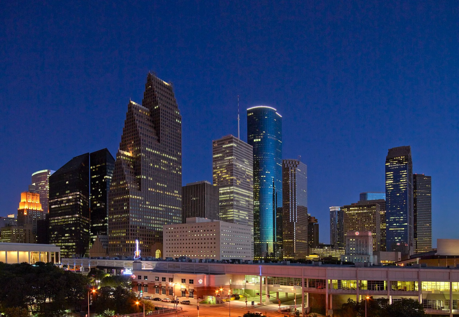 Downtown Houston skyline at night