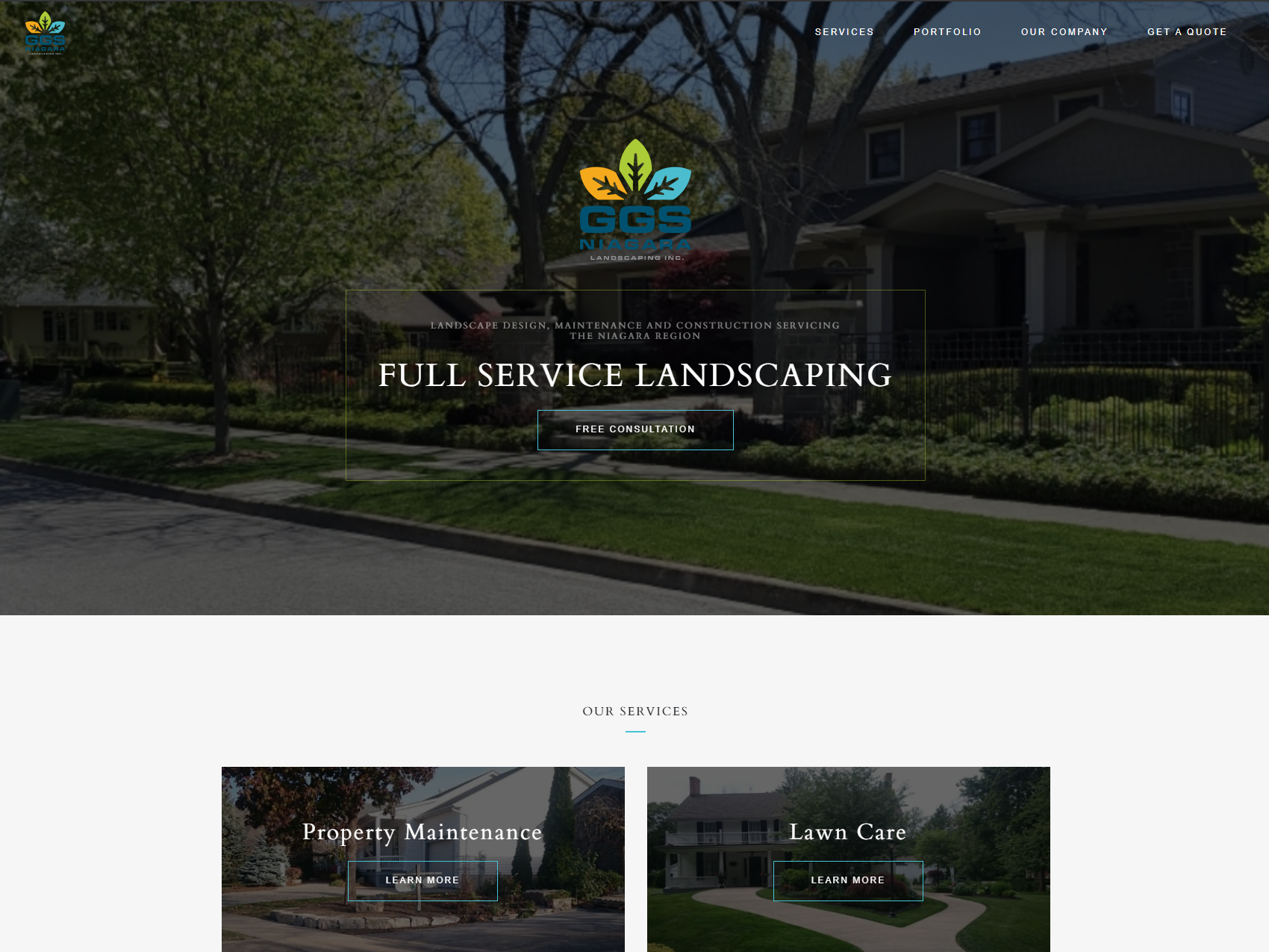 GGS Niagara Landscaping website showing garden and landscape work